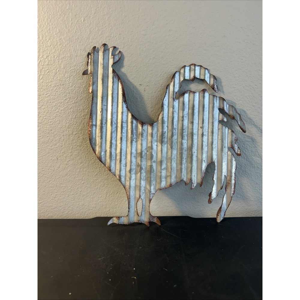ROOSTER CHICKEN METAL SCULPTURE SIGN Rustic Country Primitive Kitchen Home Decor
